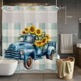 thumbnail image 5 of Truck Sunflower No Hooks Shower Curtain with Snap-in Liner Spring Watercolor Shower Curtains for Bathroom, Waterproof, Easy Install, Washable 72"x78", 5 of 9