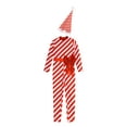 thumbnail image 4 of Aislor Girls Christmas Striped Jumpsuit Candy Cane Long Bodysuit with Santa Hat Xmas Dancewear Red 14, 4 of 7