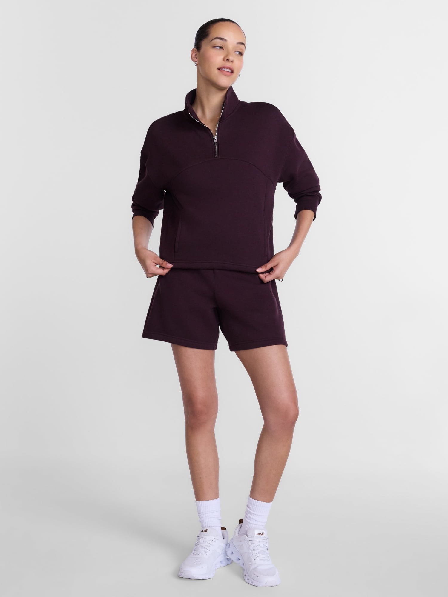 Athletic Works Women's Quarter Zip Fleece Sweatshirt, Sizes XS-XXXL