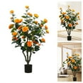 thumbnail image 2 of Tzou 3.28ft/3ft Artificial Camellia Tree in Planter – Realistic Faux Flowering Plant for Home, Office & Outdoor Decor, 2 of 6
