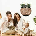 thumbnail image 4 of Eveokoki 12" Our Family Wreath Hanging Welcome Sign Front Door Signs Wooden Farmhouse Rustic Decor with Vivid Greenery Home Decor for Front Door Fall Winter Housewarming Gifts, 4 of 5
