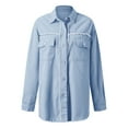 thumbnail image 6 of Summer Tops for Women, Womens Shirts, Trendy Women's Casual Denim Shirt with Fringed Edges for Everyday Wear and Stylish Outfits, 6 of 6