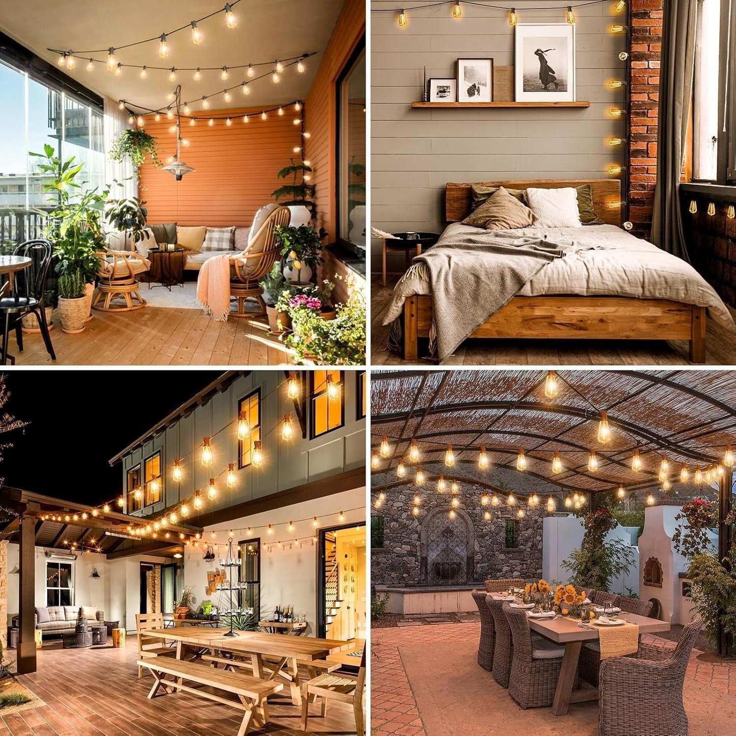 120FT LED Outdoor String Lights with Dimmer, Waterproof Patio Lights with ST38 Vintage Edison Bulbs, Warm White Outside Hanging Light with Timer for Yard Gazebo Party