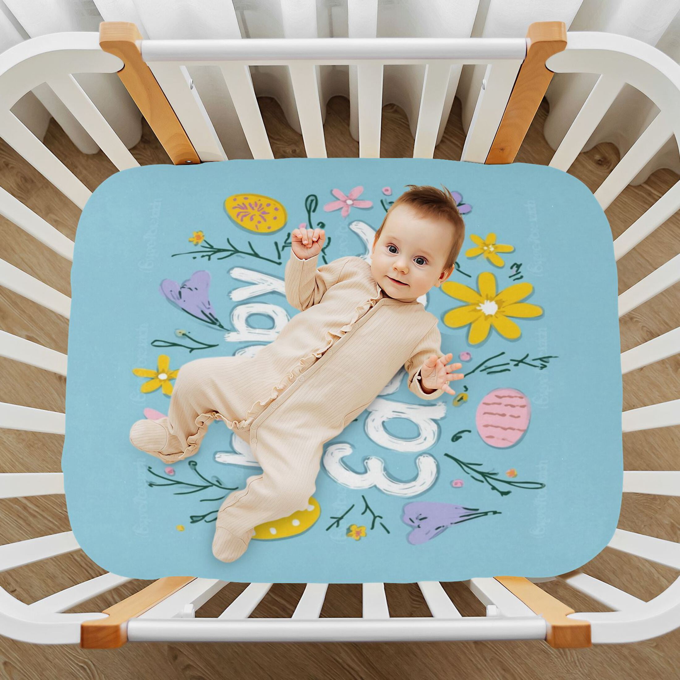 Baby Essentials 52”x 28”- Standard Cotton-like Modal Elastic- Easter Graffiti Design Crib Sheets for Newborns and Toddlers