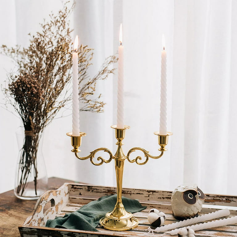 Sziqiqi Chrismas Decor Table Centerpieces Gold Candelabra 3 Arm Gothic  Candle Holder for Halloween Decoration 10.6H 