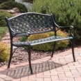 thumbnail image 4 of Sunnydaze 2-Person Checkered Design Cast Aluminum Outdoor Patio Bench, Black, 4 of 10