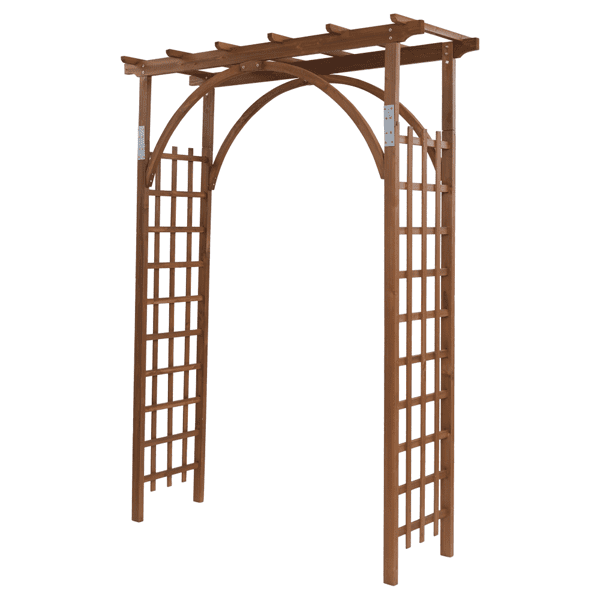Alvantor Dark Brown Wooden Garden Arbor, 85 in H Flat Top Fir Wood