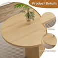 thumbnail image 4 of Lisonu 63" Oval Dining Table for 6, Farmhouse Kitchen Table with Wood Strip Pedestal Base, Modern MDF & Wood Veneer Dining Room Table for Small Spaces, Natural Wood Finish, 4 of 14