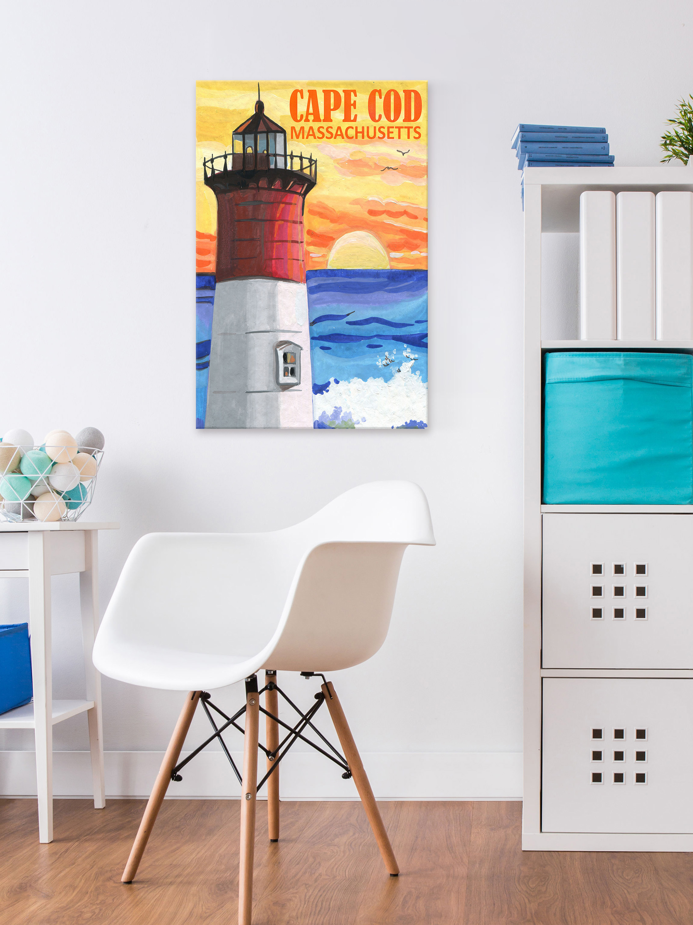 "Cape Cod Lighthouse" Painting Print on Wrapped Canvas