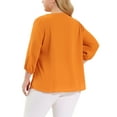 thumbnail image 3 of Agnes Orinda Women's Plus Size Tops Work Round Neck Ruffle Chiffon Blouse Office Top 3X Orange, 3 of 8