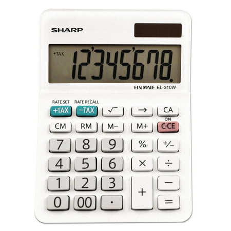 Sharp Calculators EL-310WB 8-Digit Mini-Desktop Calculator, White
