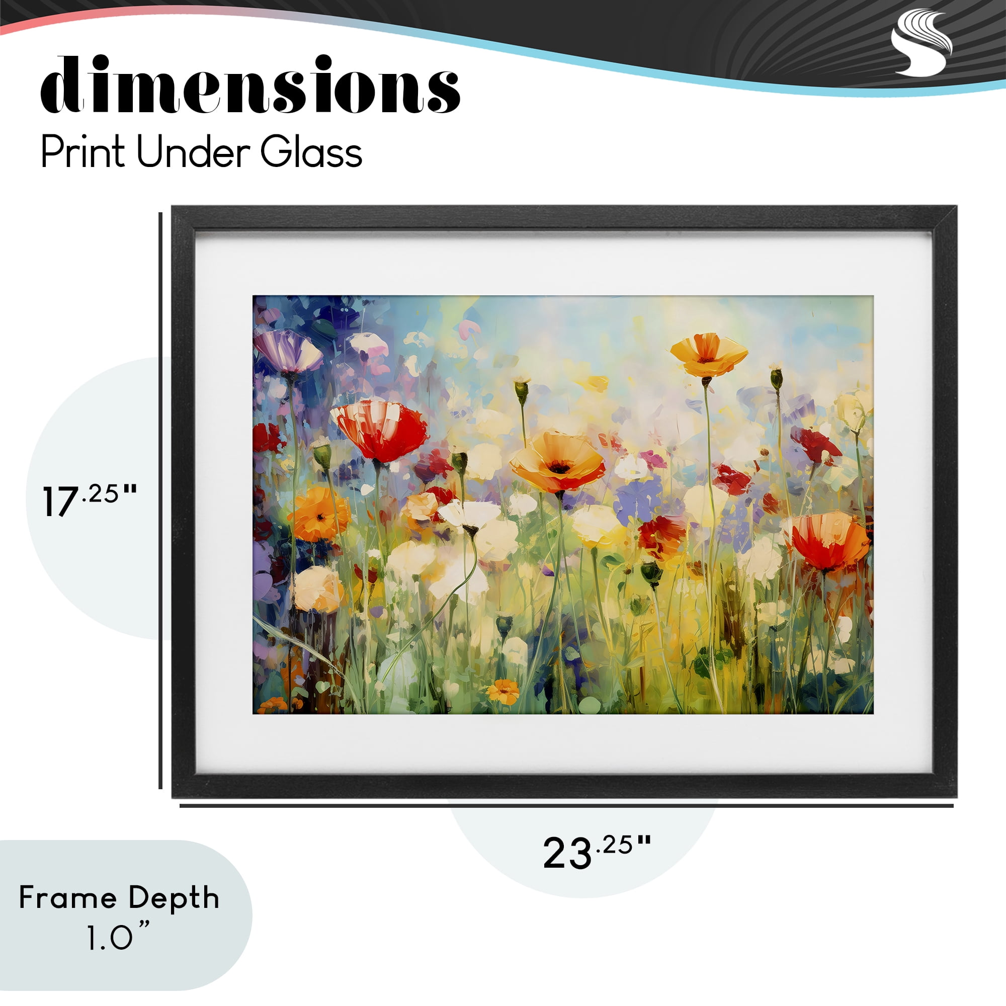Stupell Industries Sunlit Meadow of Colorful Blooms Black Framed Print Under Glass, design by Creative Studio