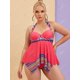 thumbnail image 2 of Talla grande Halter Geo Imprimir Push Up Tankini Swimwear Rosegal Vestidos casuales de talla grande, 2 of 5
