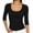 Black, variant on Women's 3/4 Sleeve Top Scoop Neck Ribbed Knit Slim Fit Casual Basic Undershirt Solid Color Layering Tee Tight Shirts for Women