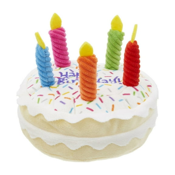 CASAFUN Multipet Plush 8.3-Inch Musical Dog Birthday Cake Bites Toy New Pet Plush Surprise Gift Party (1 Count), All Breed Sizes