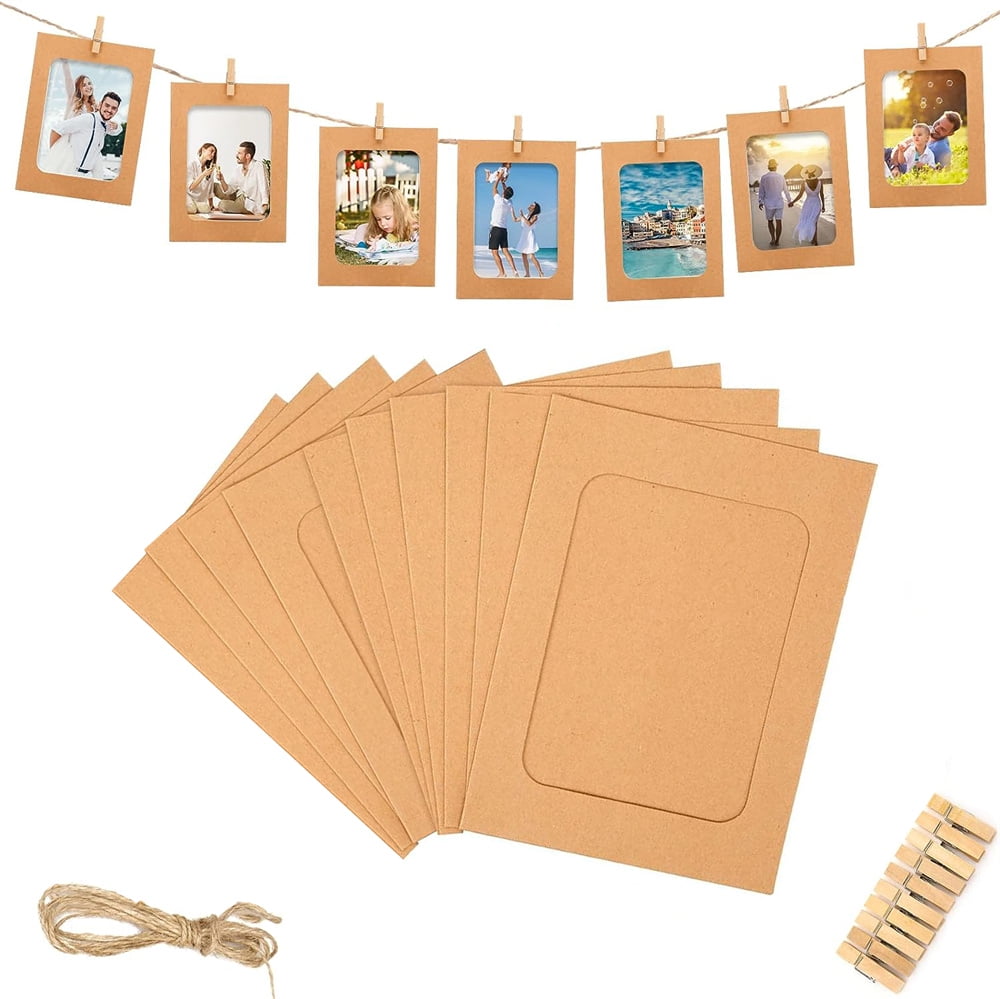 NOGIS 10 Pcs Brwon Paper Photo Frames,4"x6" Cardboard Paper Picture
