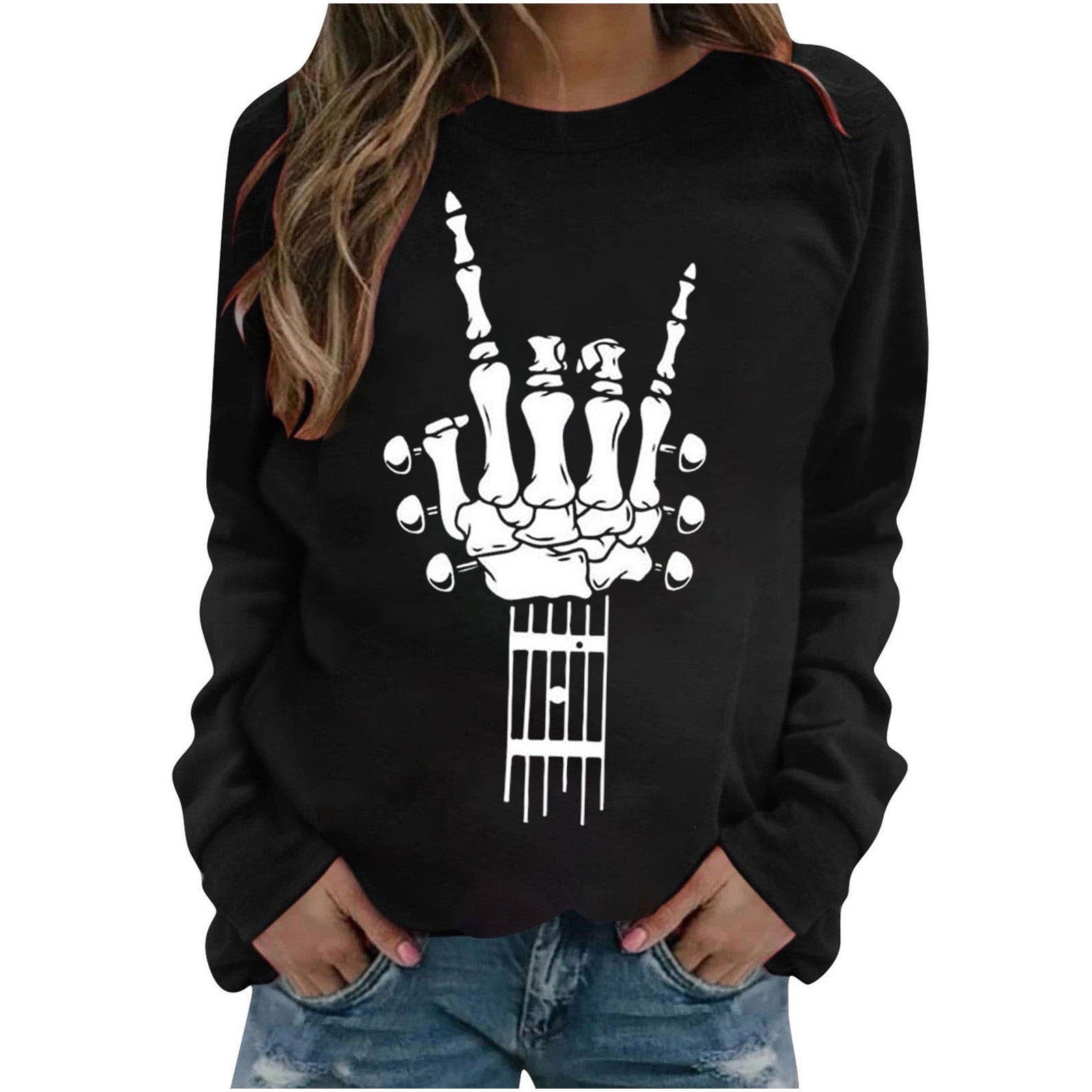 Shirts Skull Print Sweatshirt Crew Neck 