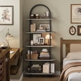 thumbnail image 3 of Industrial 5 niveles estante con metal arch, abiertos design, y adjustable feet - sturdy almacenamiento organizer para sala de estar, dormitorio, o oficina en casa (negra y graphite gris), 3 of 7