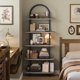 thumbnail image 3 of Industrial 5 niveles estante con metal arch, abiertos design, y adjustable feet - sturdy almacenamiento organizer para sala de estar, dormitorio, o oficina en casa (negra y graphite gris), 3 of 7
