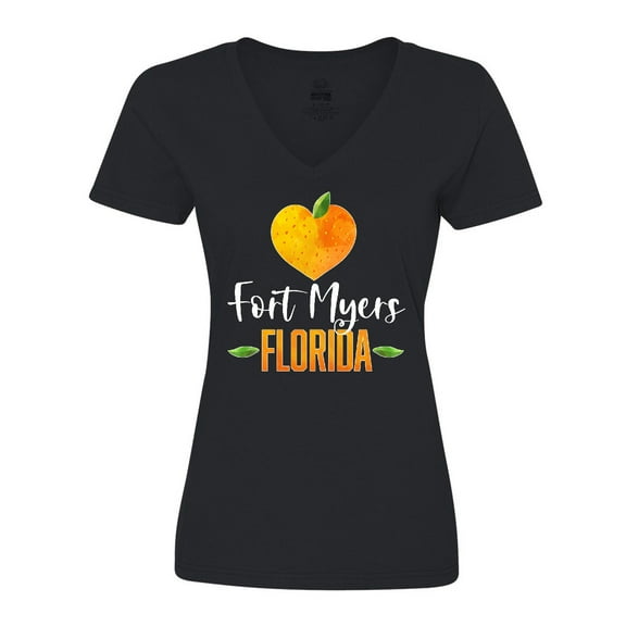 Inktastic Fort Myers Florida Orange in Heart Women's V-Neck T-Shirt