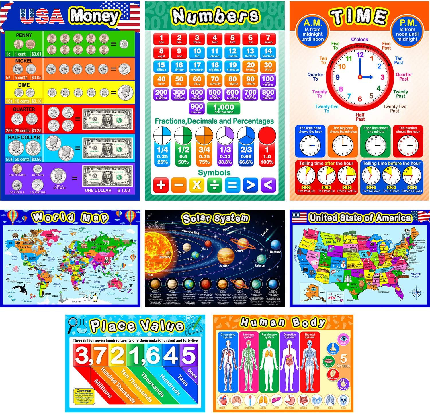 Nursery Classroom 12 Educational Preschool Posters For Toddler Learning 