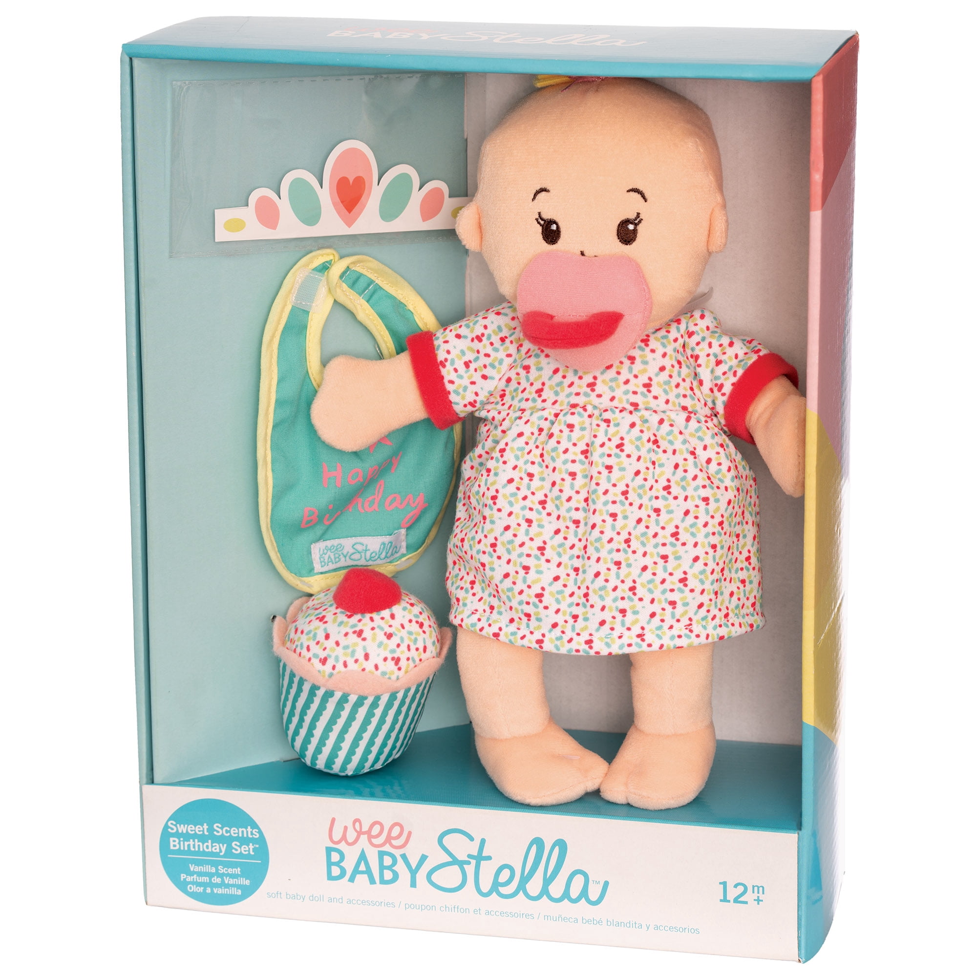 Manhattan Toy Wee Baby Stella Sweet Scents 12" Soft Baby Doll and Birthday Set