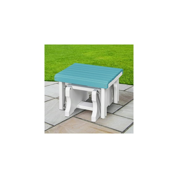 Blue & White Gliding Ottoman - Durable HDPE Plastic - Outdoor Patio Furniture