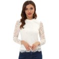 thumbnail image 1 of BluFloral Con Cuello De Volantes Y ManLarCon Encaje Superior PaMujer Beige L, 1 of 5