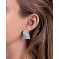 thumbnail image 4 of PRIYAL Gold Chunky Statement Earrings for Women by SNGIA, Small Handmade Trendy Stud Ribbed Jewelry Gifts, Rectangle Huggies Fashion Button Accessories, 4 of 9