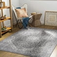 thumbnail image 4 of Hauteloom Tavas Machine Washable Entryway Kitchen Runner Rug - Oriental Traditional Medallion - Bohemian Vintage Distressed Long Carpet - Grey, Blue - 2'7" x 12', 4 of 13