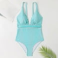 thumbnail image 4 of Generic Women's Striped One Piece Swimsuits Tummy Control High Waist V Neck Bathing Suit Sexy Slimming Vintage Swimwear, 4 of 4
