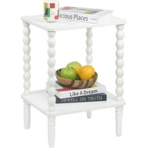 White End Table, Small Side Table with Storage Shelf, 2-Tier Modern NightStand for Bedroom, Living Room, Small Spaces (White)