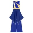 thumbnail image 4 of Haitryli Womens Praise Dance Outfit Asymmetric Hem Overlay Dress with Pants Worship Liturgical Royal Blue L, 4 of 8