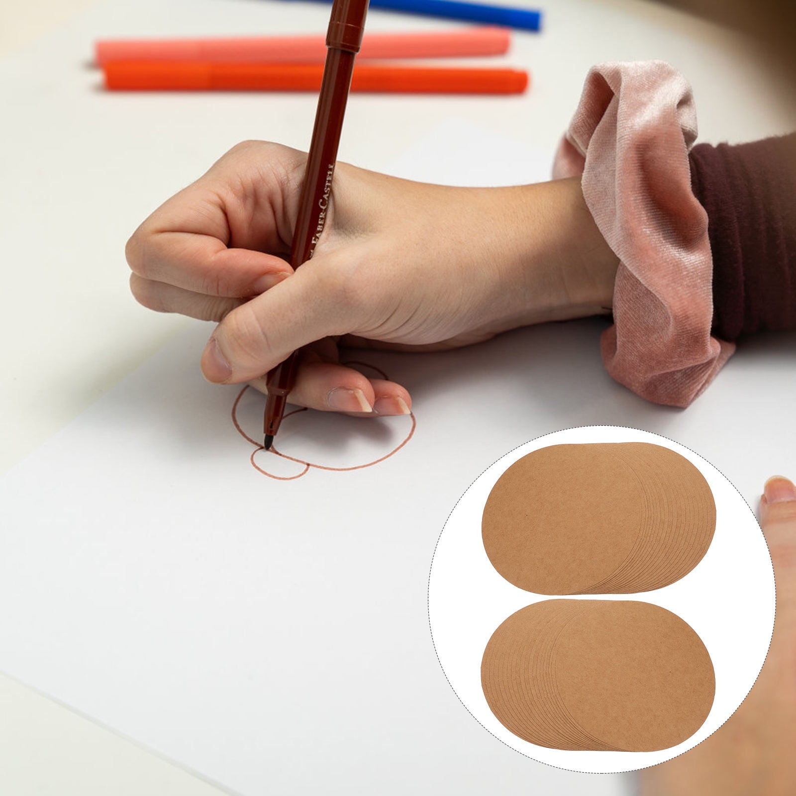 WORGEOUS 200 Sheets Round Cardboard Painting Boards Blank Paperboard Hardboards for Art Projects and Drawing Supplies