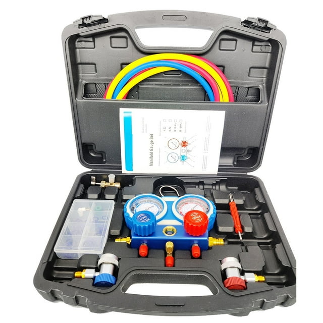 Car Air Conditioning Manifold 1Set R22 R134a R404A R407c Gauge Set Double Valve Pressure Gauge Car Air Conditioning Refrigerant