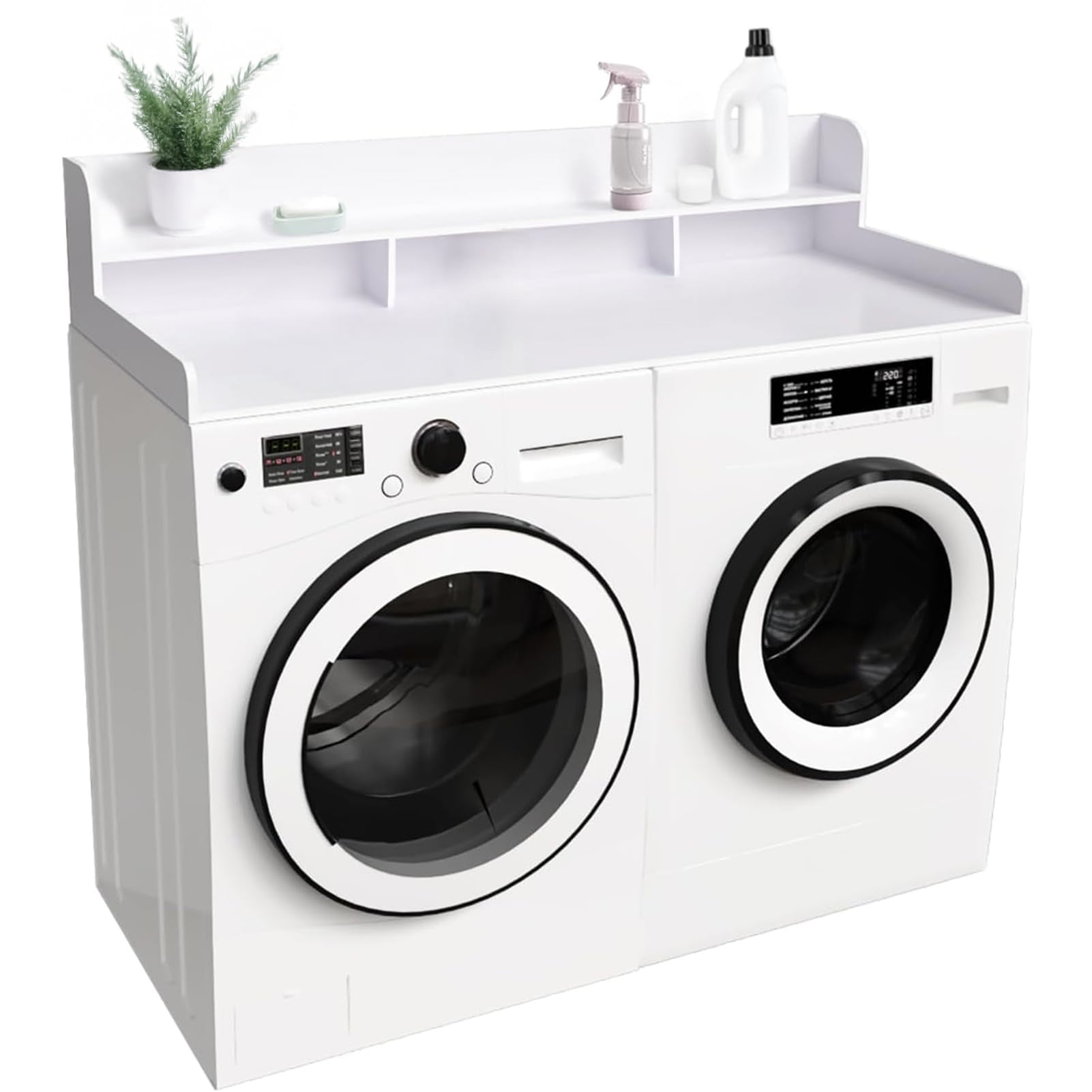 Roninkier Washer Dryer Countertop, Laundry Wood Shelf Topper, 54" x 27.5" Depth Double Layer Organizer