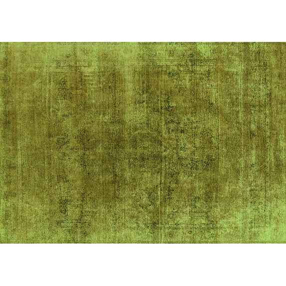 Ahgly Company Machine Washable Indoor Rectangle Oriental Green Industrial Area Rugs, 5' x 8'