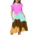 thumbnail image 2 of WhouRiu Girls Cartoon Print Smocked Tie Straps Dress Summer Beach Sundress Pink,Sizes 3-4, 2 of 5