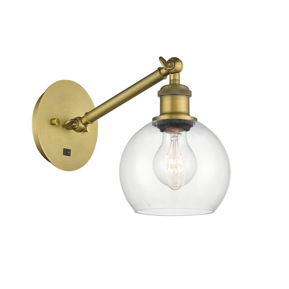 317-1W-BB-G122-6-LED-Innovations Lighting-Athens - 1 Light Wall Sconce In Industrial Style-10.5 Inches Tall and 6 Inches Wide Brushed Brass Clear