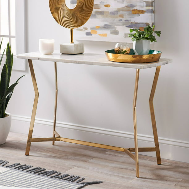 Modrn Glam Lena Geo Base Console Table, Geo Console Table