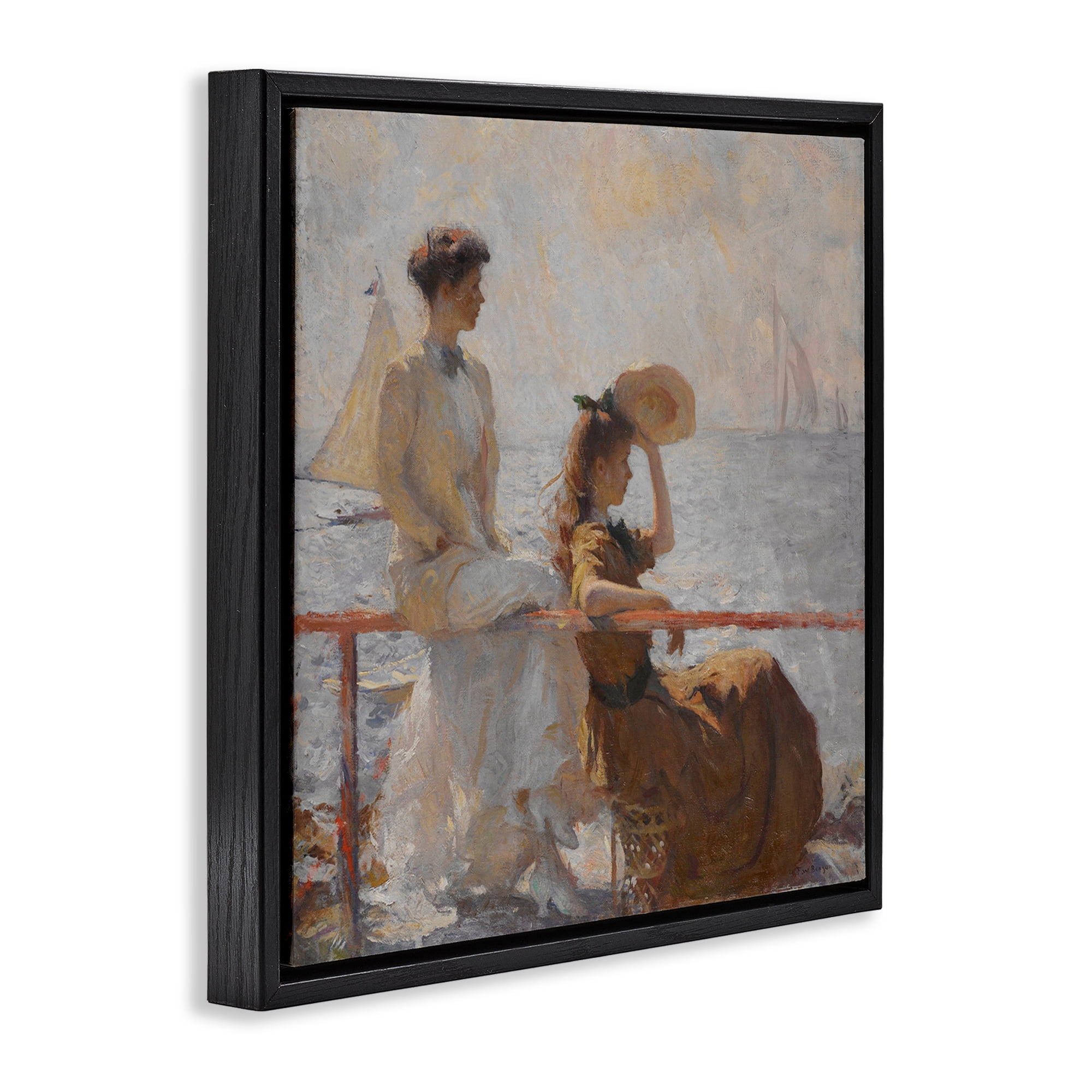 Stupell Industries Classic Summer Day Women People Painting Black Floater Framed Canvas Art Print Wall Art, 18 x 18