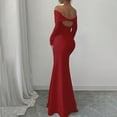 thumbnail image 6 of Aellinatey Women's Long Sleeve Off The Shoulder Bodycon Dress Elegant Maxi Dress Cocktail Prom Dresses, 6 of 7