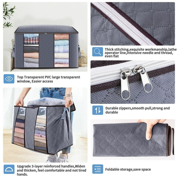 Augper Large Clothing Storage Bags 90L Clothes Storage Bag Foldable Clothing Storage Bags With Zippers