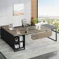 thumbnail image 4 of Tribesigns 70.8" L-Shaped Executive Desk with 55" File Cabinet, Modern L-Shaped Computer Desk with Storage Shelves and Cabinet for Home Office, Retro Gray, 4 of 6