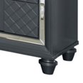 thumbnail image 4 of HomeStock Nightstand with 2 Drawers Diamond Pattern Crystal Handles Mirror Trim Charcoal Gray Finish 27 Inch x 17.01 Inch x 27.01 Inch Wood Build, 4 of 6