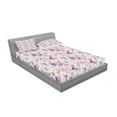 thumbnail image 2 of Ambesonne Floral Fitted Sheet & Pillow Sham Set, Pastel Tones Leaves, Calking, Lilac Green Pale Blue, 2 of 2