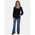 thumbnail image 4 of Time and Tru Women's Maternity Full Panel Flare Jeans, 32" Inseam, Sizes S-XXXL, 4 of 5