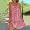 thumbnail image 1 of Robes pour Femmes 2025 Élégantes Mode Classique Florale Col Rond Ourlet à Volants Bretelles Spaghetti Sans Manches Robe de Soleil Rose S, 1 of 5