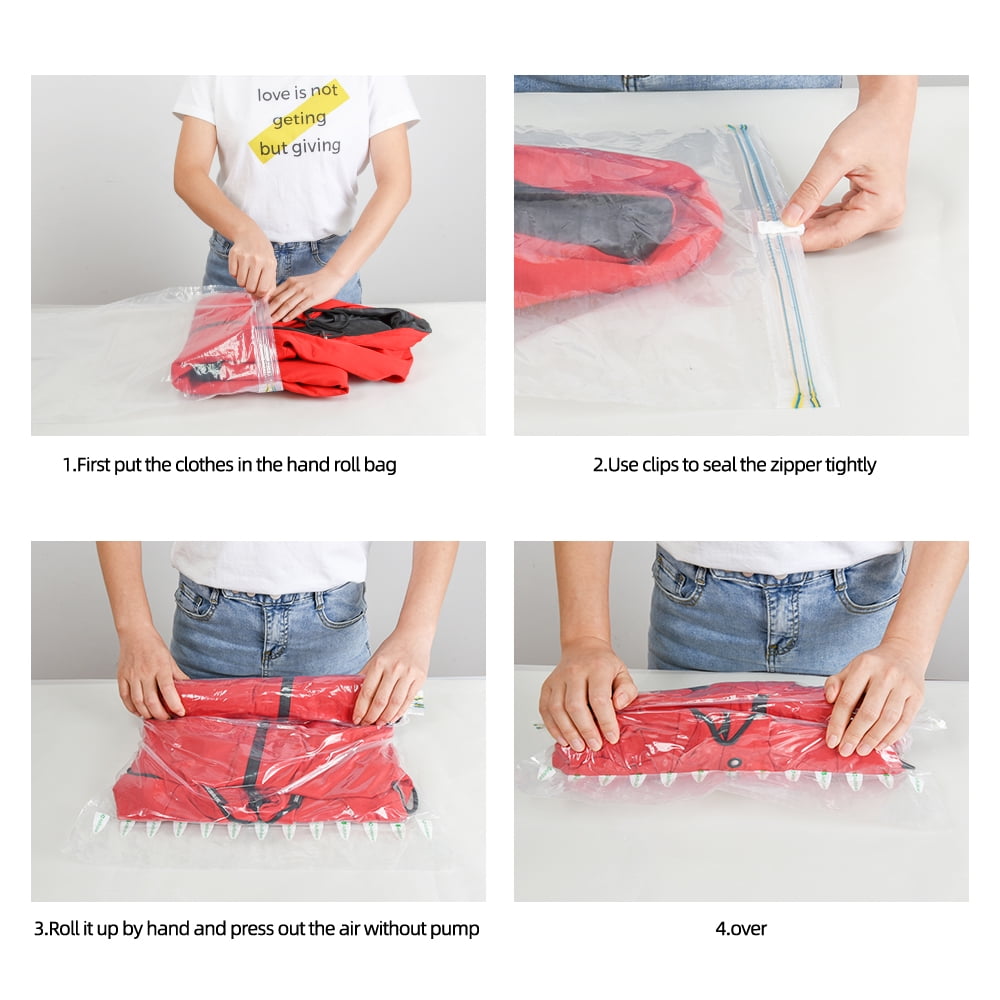 25 Pack Vacuum storage Bag for Comforters and Blankets with Manual Pump (5 Jumbo/5 Large/5 Medium/5 Small/5 Roll)