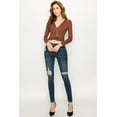 thumbnail image 5 of Made by Johnny Women's Deep V Neck Long Sleeve Cross Wrap Fitted Crop Top S RUST, 5 of 6
